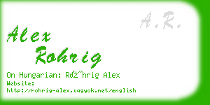 alex rohrig business card